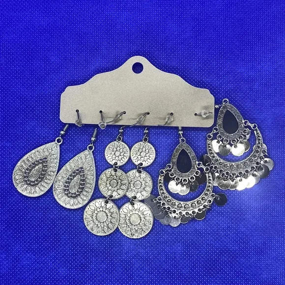 New blue multicolor bohemian hook earrings multipack boho colorful - Picture 4 of 5